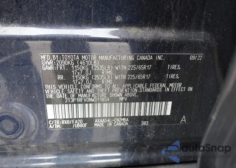 2022 Toyota Rav4 Xle z USA, uszkodzony, nr VIN 2T3P1RFV0NW311854